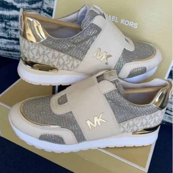 Michael Kors Teddi Trainer Glitter Chain Mesh White Rainbow WMNS - Picture 4 of 16